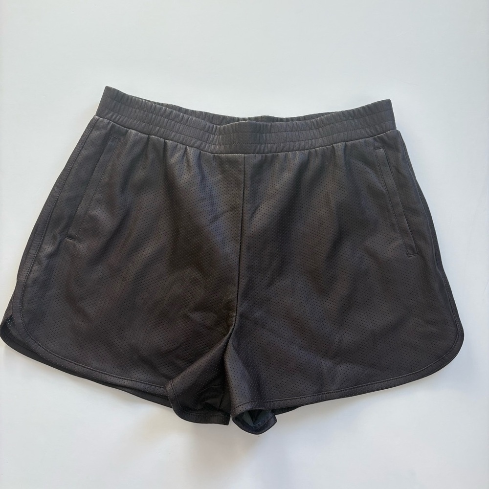 Anthropologie Avec Les Filles Faux Leather Shorts Brown Lined Size Large